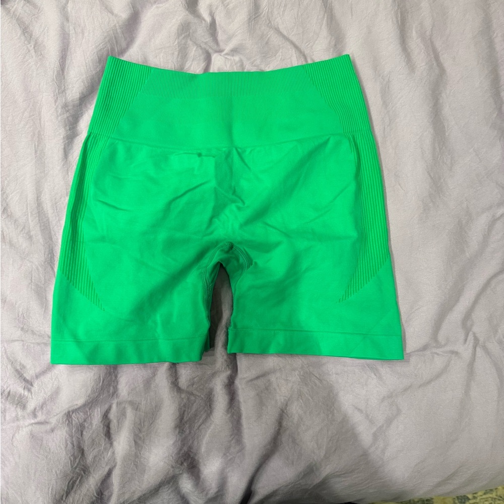 Green workout shorts